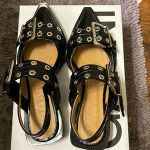 Ganni buckle ballerina